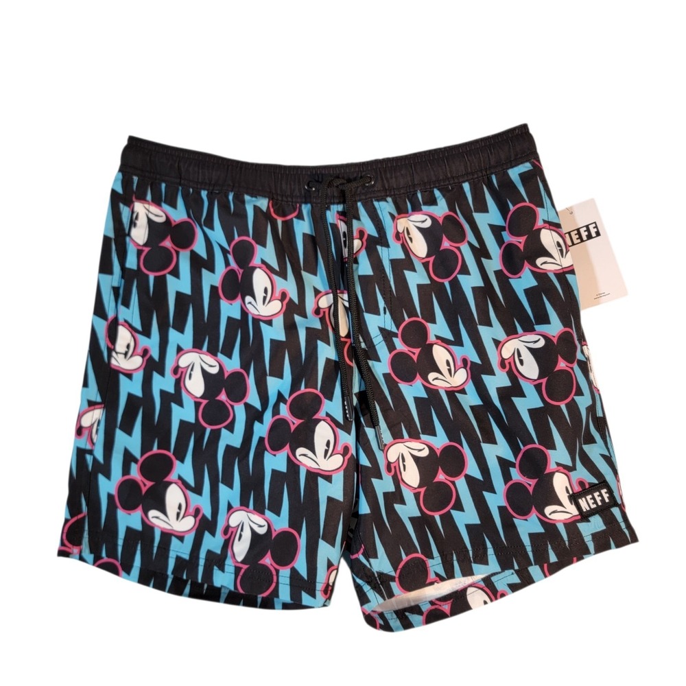 MENS NEFF DISNEY MICKEY MOUSE SWIM BOARD SHORTS SIZE M NWT
